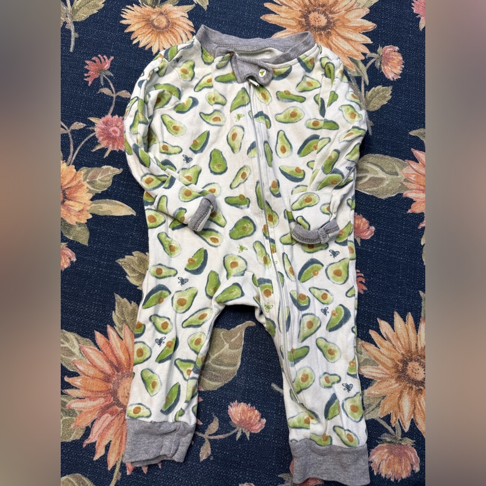 Burt's Bees Baby Avocado Print One Piece - Green and Gray